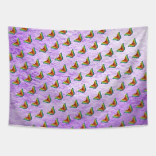 Rainbow butterflies on purple texture Tapestry