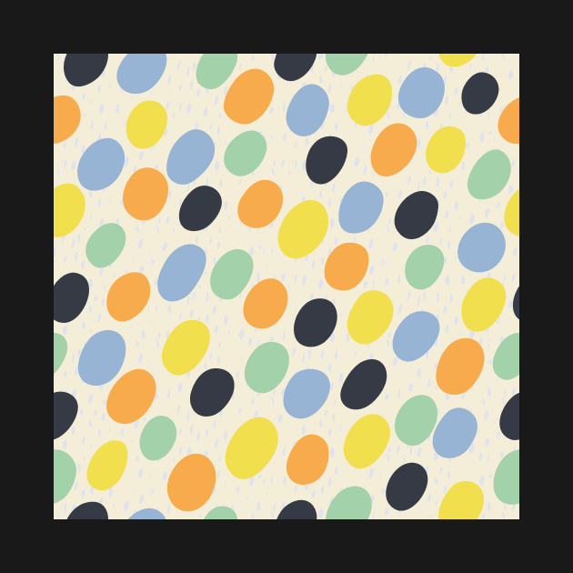 Pattern of colorful polka dots on a light yellow background by colorofmagic