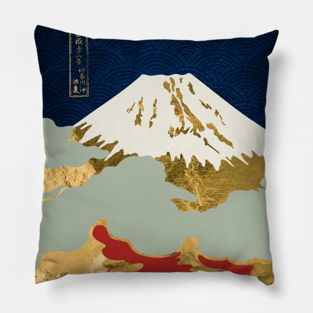 Japanese Golden Fuji Pillow by GreekTavern