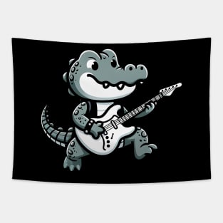 Alligator playing guitar rock Tapestry