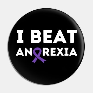 I Beat Survived Anorexia Survivor Purple Ribbon Awareness Pin