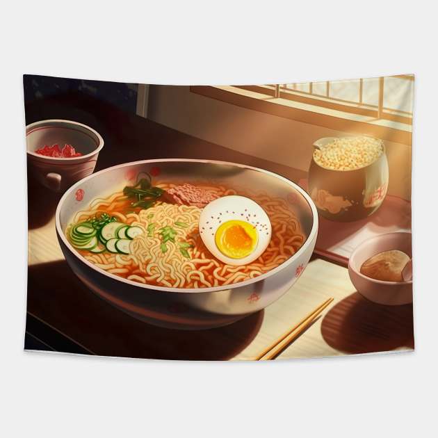 Delicous Japanese Food Ramen Noodles - Anime Wallpaper Tapestry by KAIGAME Art