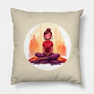 Harmony in Red: A Meditative Journey Pillow