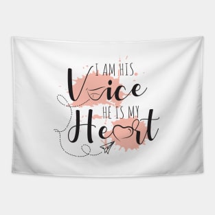 'I Am His Voice, He Is My Heart' Autism Awareness Shirt Tapestry