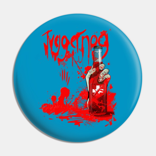 Zombie Hand Bloodied Juggernog on Teal Pin by LANStudios