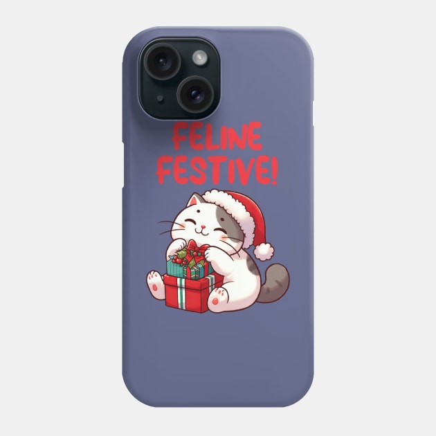 Feline Festive Christmas Cat Phone Case by Takeda_Art