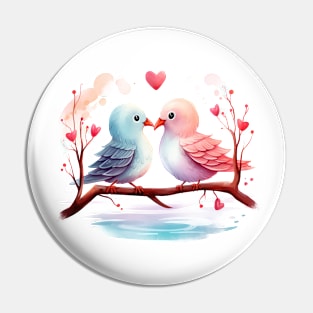 Valentine Kissing Seagull Bird Couple Pin