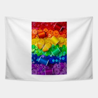 Yellow Butterfly With Rainbow Buttons Tapestry