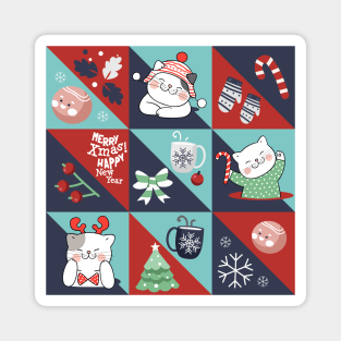 Christmas Ornament Cats | Seamless Patterns 2022 Magnet