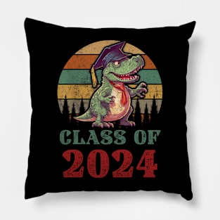 T Rex Dinosaur Class of 2024 First Day Of School Graduation Pillow