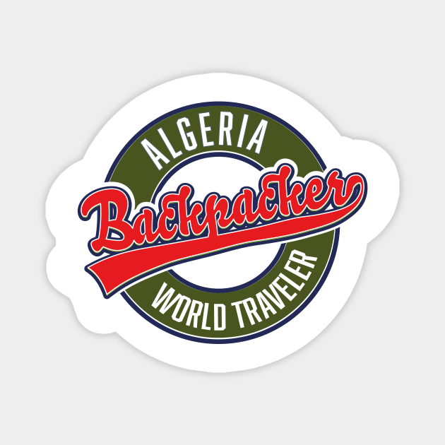 Algeria Backpacker world traveler logo Magnet by nickemporium1