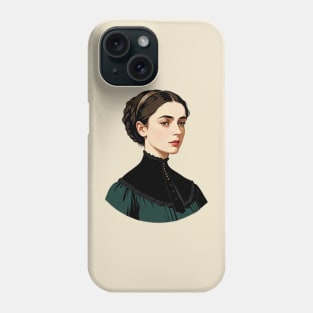 Sad Victorian Lady Wearing a Green and Black Blouse Phone Case