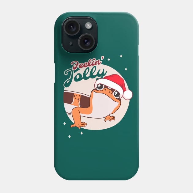 African Fat Tailed Gecko, Christmas Edition! Feelin Jolly! Green BG Phone Case by anacecilia