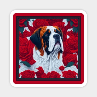 St bernard, dog. style vector (red version 2 st bernard) Magnet