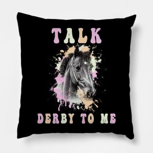 Talk Derby to Me Groovy Equestrian Derby Day Barrel Racing Pillow