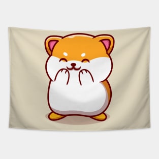 Cute Hamster Laughing Cartoon Tapestry