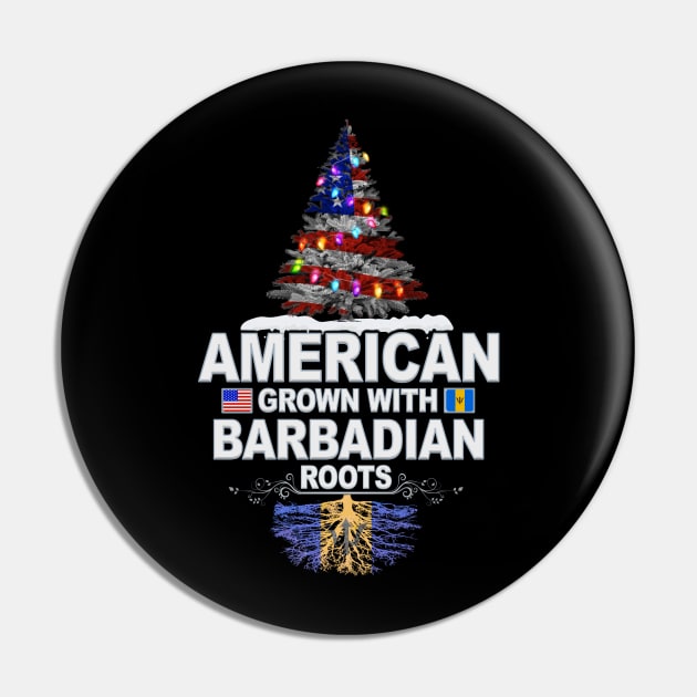 Christmas Tree  American Grown With Barbadian Roots - Gift for Barbadian From Barbados Pin by Country Flags