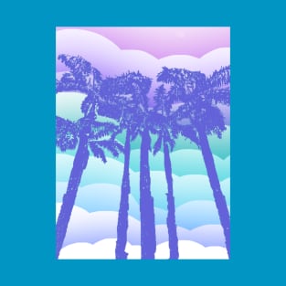 Retro Blue Palm Trees T-Shirt