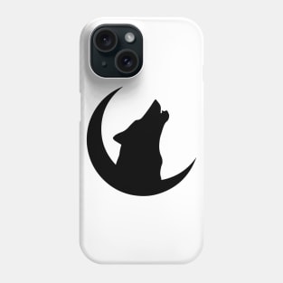 Wolf black silhouette howling to the moon Phone Case