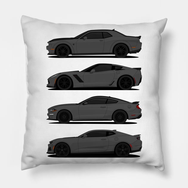 AMERICAN MUSCLE DARK-GREY Pillow by VENZ0LIC