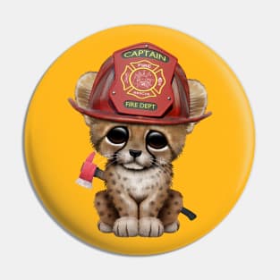 Cute Cheetah Cub Firefighter Pin