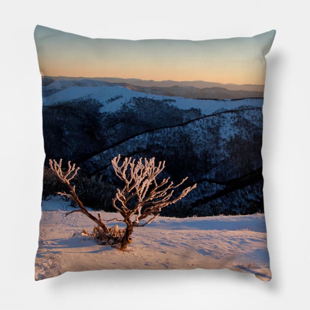 Sunset on the mountainside Pillow by jwwallace