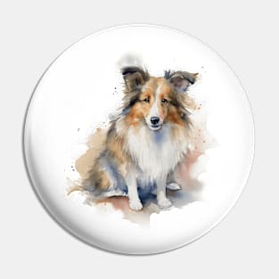 Shetland Sheepdog Watercolor Style Pin