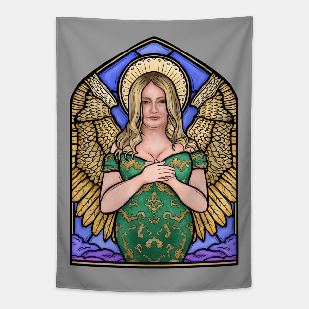 Jennifer Coolidge Stained Glass Tapestry by Jewelia