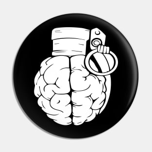 Brain hand grenade for war Pin