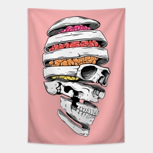 Sliced And Diced, Vibrant Skull Design. Tapestry