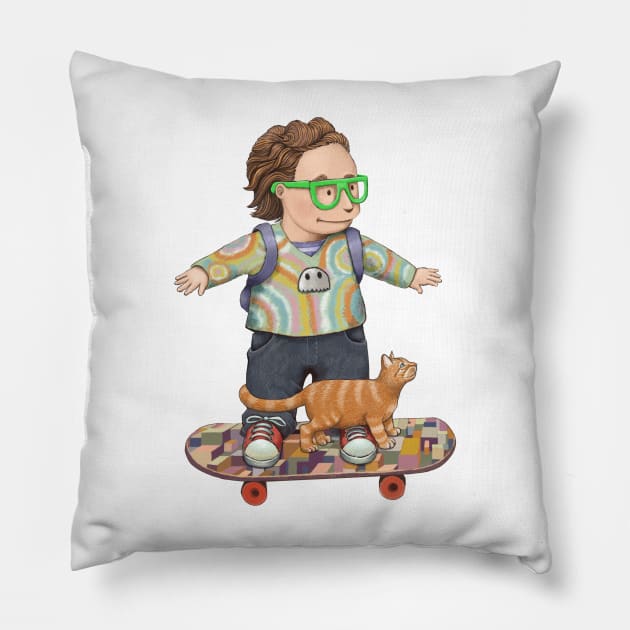 Skateboarding Pillow by vian