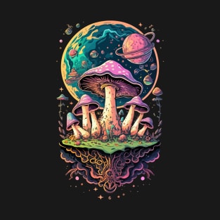 Magic Mushroom Psychedelic Retro Style Shrooms Design T-Shirt