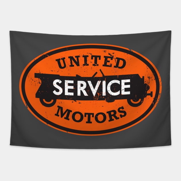 United Motors Service vintage sign distressed version Tapestry by Hit the Road Designs