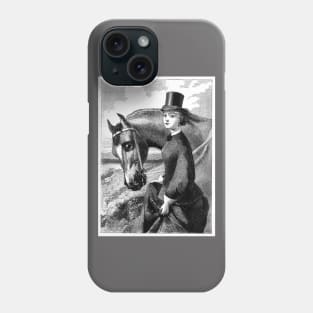 Vintage horsewoman engraving Phone Case