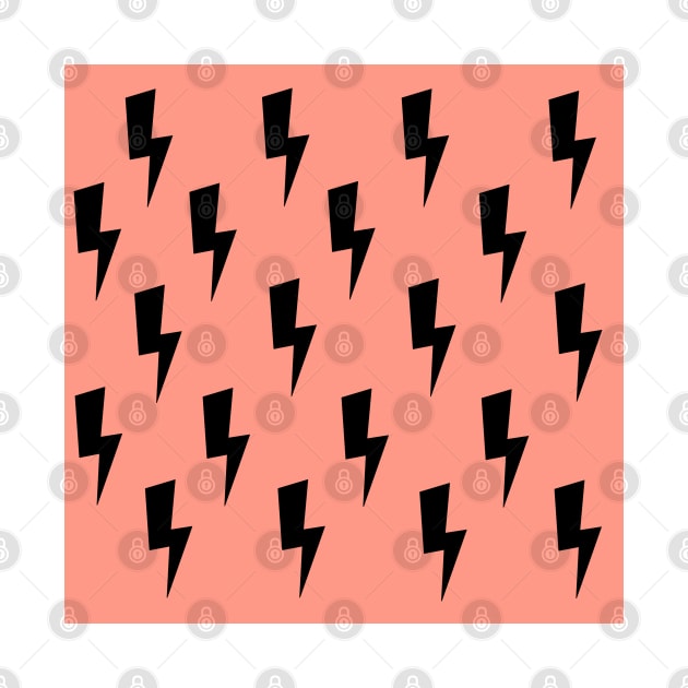 Lightning Bolts- Black on Pink by Vanta Arts