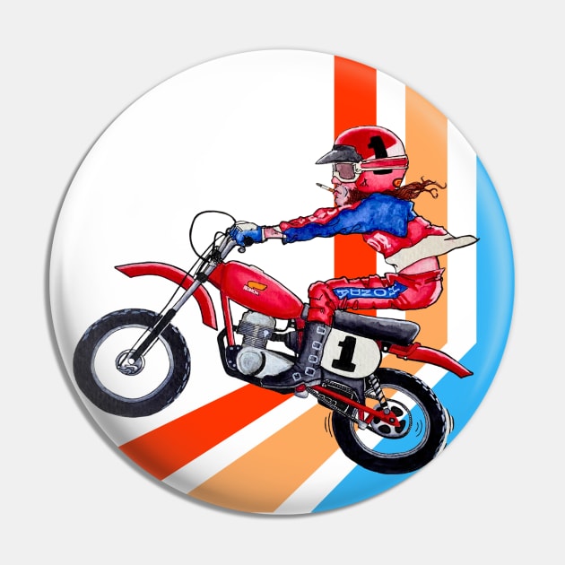 Vintage Motocross Champion Pin by TommySniderArt