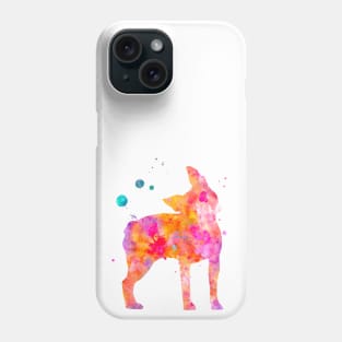 Boston Terrier Dog Watercolor Painting Phone Case