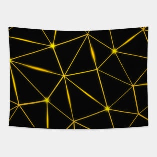 Geometric black triangles gold lines Tapestry