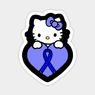 Cartoon cat awareness ribbon (blue) Magnet