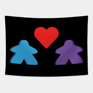 Blue And Purple Meeple Couple Board Game Valentine's Day Tapestry