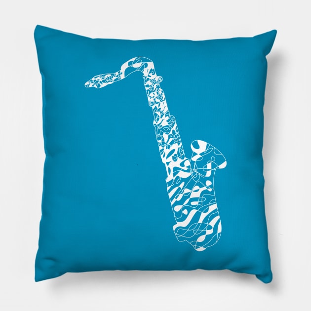 Sax white abstract // Jazz Lover Pillow by Degiab