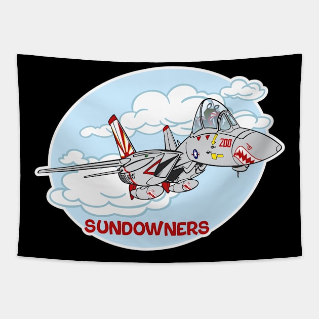 Tomcat Cartoon VF-111 Sundowners Tapestry by MBK