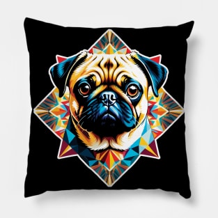 Colorful Geometric Pug Pillow