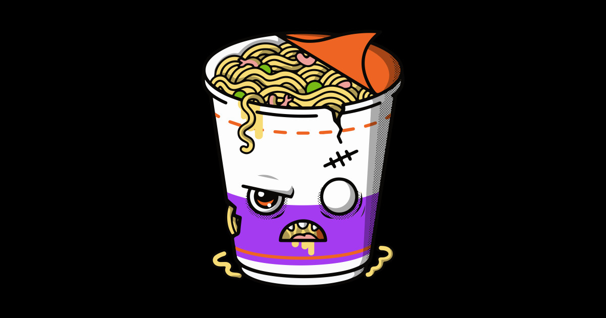Zombie Cup of Ramen Noodles Zombie Ramen Sticker TeePublic