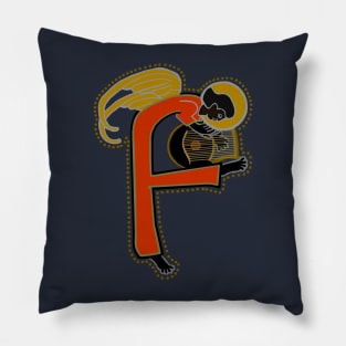 Dark Angel letter F Ochre Pillow