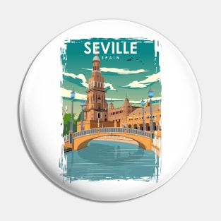 Seville Spain Vintage Minimal Retro Travel Poster Pin