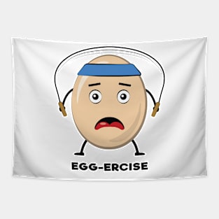 Egg-ercise - Funny Egg Pun Tapestry