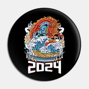 Chinese New Year of the Dragon 2024 Ramen and Wave Pin