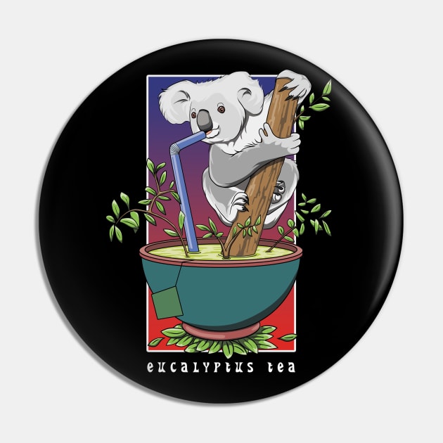 Koala Drinking Eucalyptus Tea Pin by TMBTM