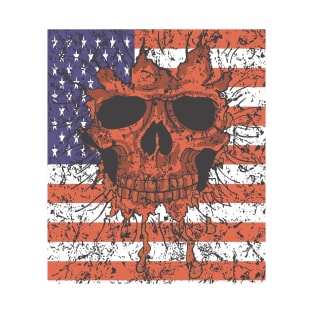 American Flag Skull Patriotic Graphic T-Shirt